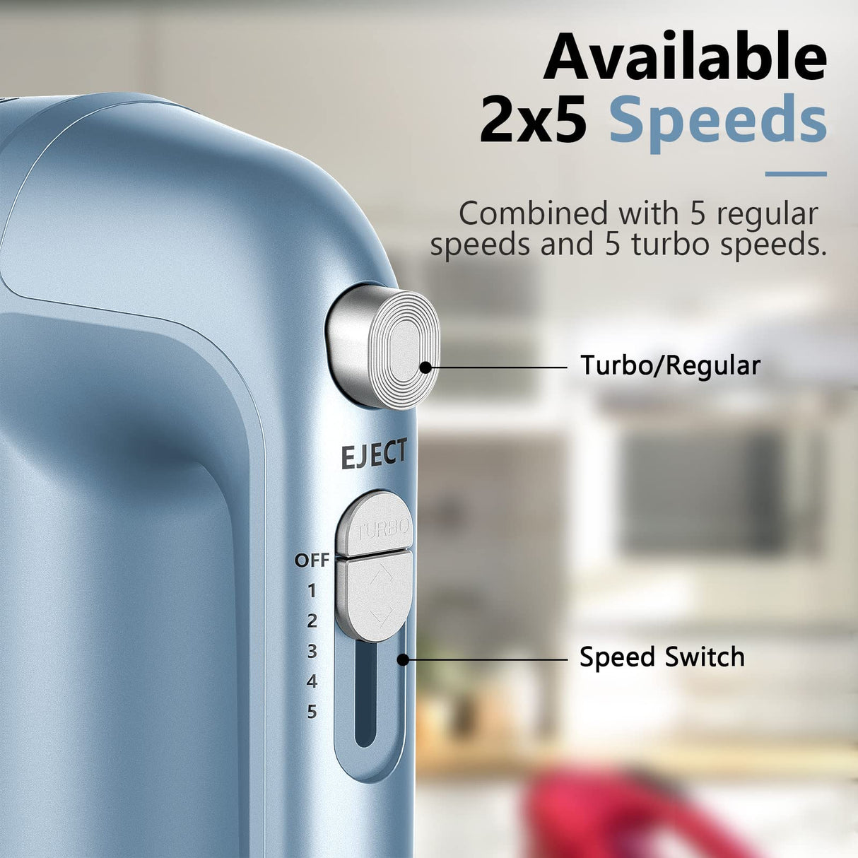 Hand Mixer Electric, 450W Kitchen Mixers with Scale Cup Storage Case, Turbo Boost/Self-Control Speed + 5 Speed + Eject Button + 5 Stainless Steel Accessories, For Easy Whipping Dough,Cream,Cake LILPARTNER