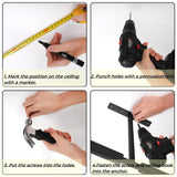 Tlence 4 Pack Overhead Garage Storage Hooks, 16.5" Heavy Duty Ceiling Mount Hangers, Double T-Bar Metal Ladder Ceiling Racks, Hanging for Bike, Pipe Lumber, Fishing Rod, Sports Equipment Tlence