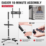 AOKCOS Rolling TV Stand - Mobile TV Stand on Wheels for 32-65 inch Flat/Curved TVs with Tilting, Height Adjustment Portable Rolling TV Cart Hold up to 88 Lbs for Livingroom, Bedroom, Office, Outdoor AOKCOS