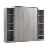 Bestar Claremont Queen Murphy Bed with Closet Organizers (105W) in Platinum Gray, Space-Saving Sleeping Arrangement for Multipurpose Room Bestar