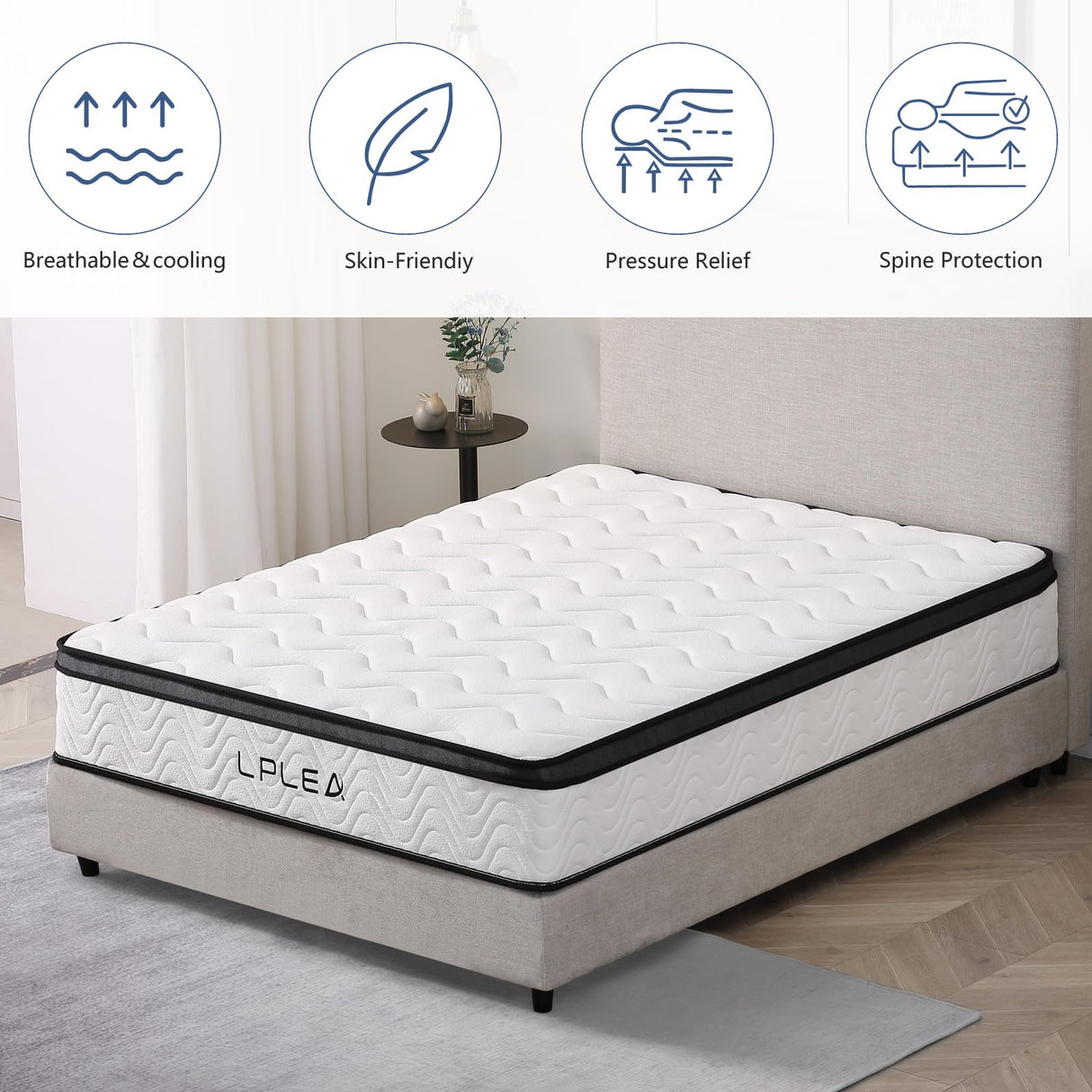 LPLEA King Size Mattress 12 Inch - Verify Size (76"x80"x12") Medium Firm, Hybrid Mattress, Individually Pocket Springs, Memory Foam, Pressure Relief, Breathable Comfort and Durable, Ships Compressed LPLEA