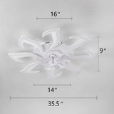 Malnutcolor Modern Low Profile 36 Inch White Flush Mount Ceiling Fan with 3 Light Color 6 Speeds, Fandelier for Living Room Yfrest