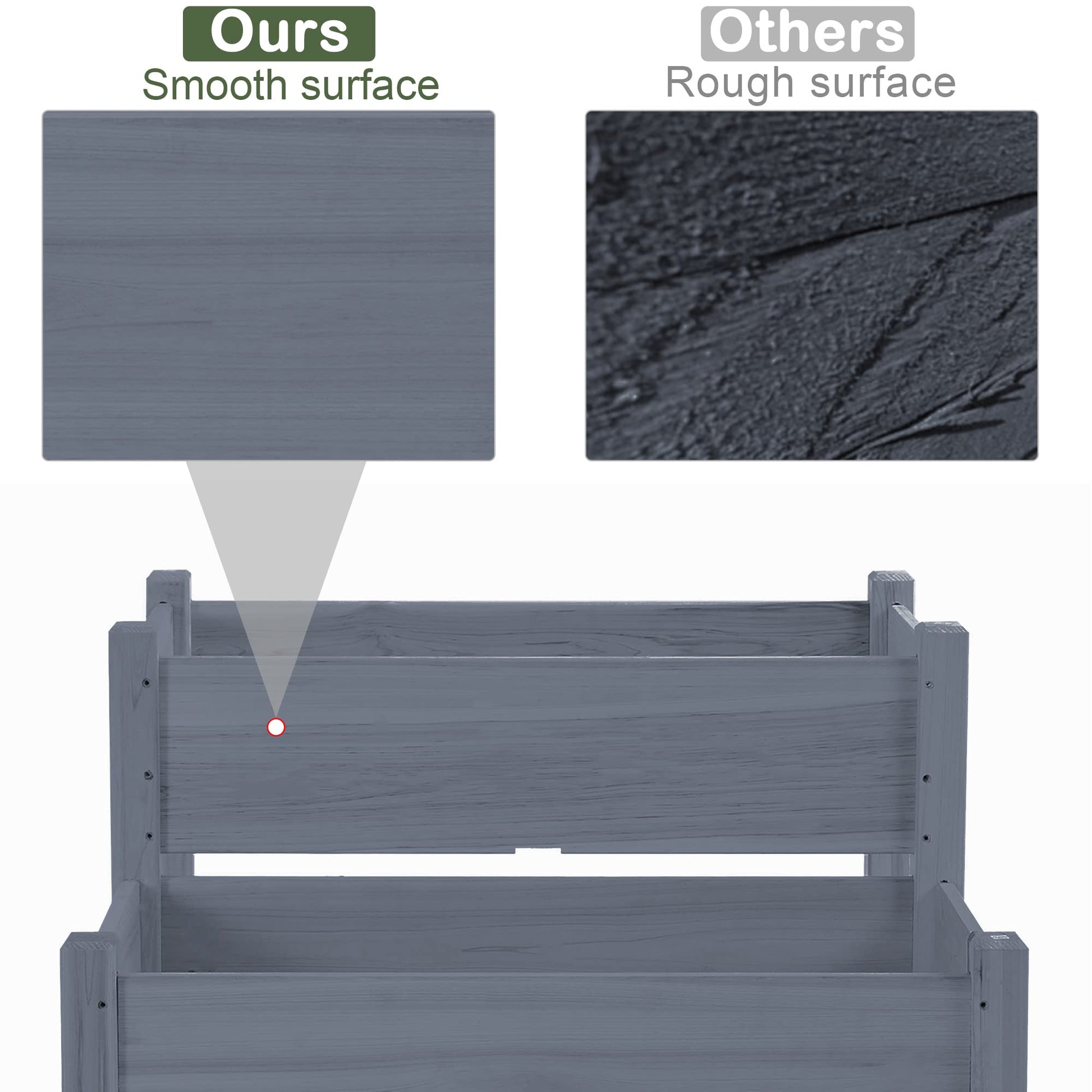 Outsunny 34"x34"x28" Raised Garden Bed, 2-Tier Elevated Wood Planter Box for Backyard, Patio to Grow Vegetables, Herbs, and Flowers, Gray - WoodArtSupply