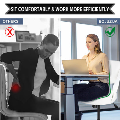 BOJUZIJA Ergonomic Drafting Chair,Standing Computer Desk Chair,Foot Ring,Lumbar Support,Swivel Task Chair - White - WoodArtSupply