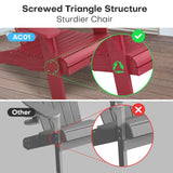 Cecarol Oversized Adirondack Chair Plastic, Outdoor Fire Pit Chair with Cup Holder, Adirondack Patio Chair Weather Resistant for Outside, Porch, Lawn, Garden- AC01, Red(Wood Grain) Cecarol