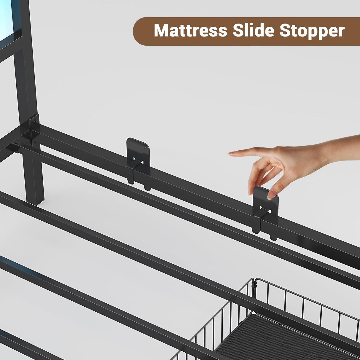 Hasuit Twin Corner Bed Frame with Storage Drawers, Twin Size Bed with Fence, Teenagers/Kids Bed Unit with Charging Station and LED Light, Black Modern Daybed Reversible Left or Right Hasuit