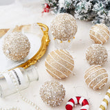 Champagne Gold Christmas Ball Ornaments, Christmas Ball Decorations Shatterproof Plastic Hanging Pearl Balls for Holiday Party(70mm/2.76", 12ct) Munansli