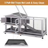Bunny Cage Indoor and Outdoor Rabbit Hutch with Casters Waterproof Roof, Pull Out Tray from Back and Front GUTINNEEN
