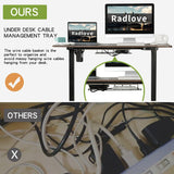 Radlove Electric Standing Desk, 48x24 Inches Height Adjustable Computer Desk Sit Stand Desk Home Office Desks with Splice Board and A Under Desk Cable Management Tray (Rustic Brown, 48 x 24'') Radlove