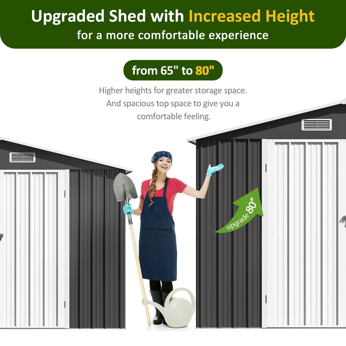 DAUSOLA 10x14 FT Outdoor Storage Shed, Metal Garden Tool Shed with Updated Frame Structure and Lockable Doors, Ideal for Backyard Garden Patio Lawn, Grey DAUSOLA