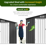 DAUSOLA 10x14 FT Outdoor Storage Shed, Metal Garden Tool Shed with Updated Frame Structure and Lockable Doors, Ideal for Backyard Garden Patio Lawn, Grey DAUSOLA