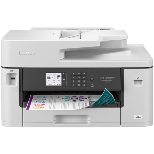 Brother MFC-J5340DW Business Color Inkjet All-in-One Printer with Printing up to 11”x17 (Ledger) Size Capabilities, White