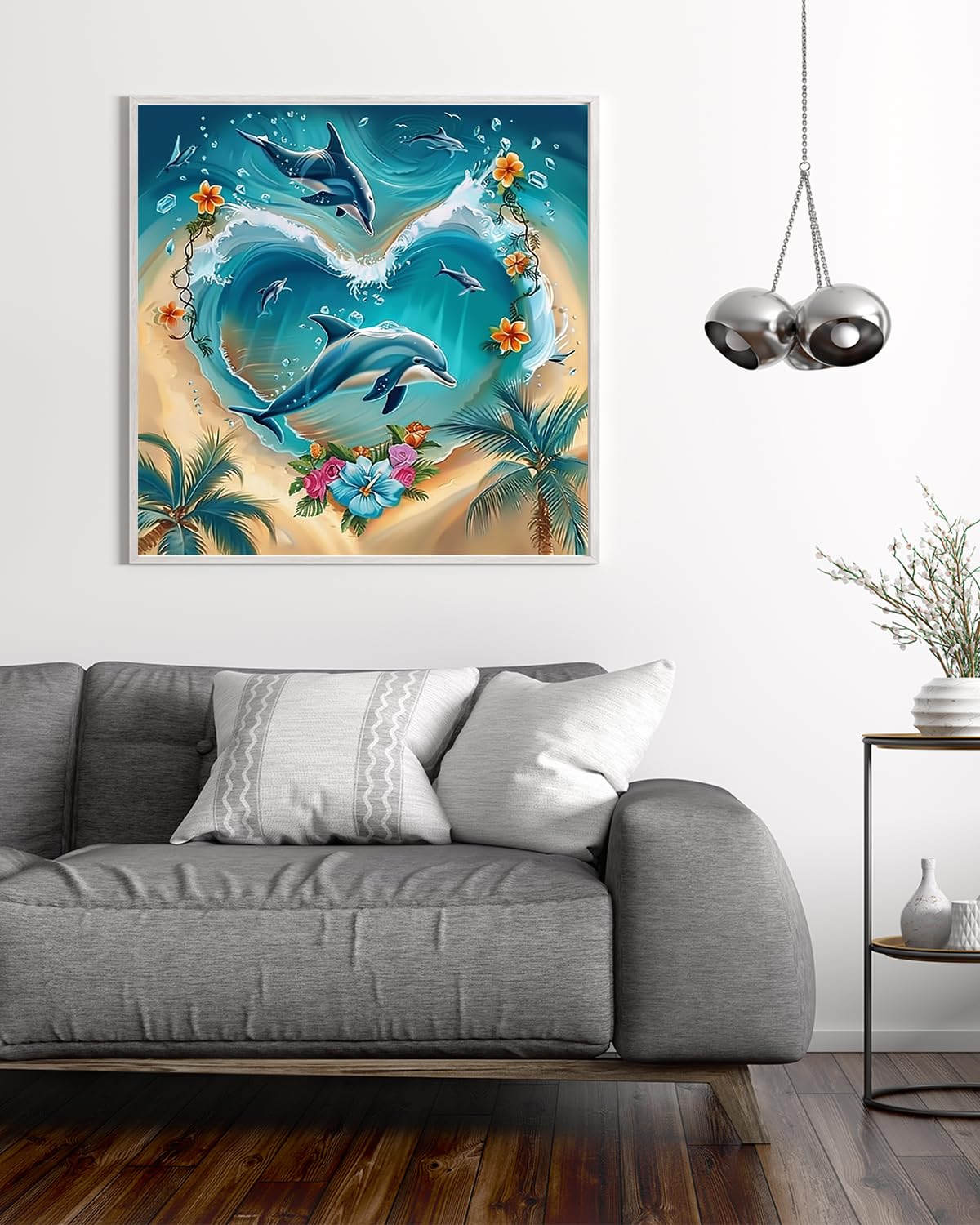 Beach Dolphin Diamond Art Kits for Adults, Landscape Crafts 5D Diamond Painting Kit for Adult Beginners, Ocean Animal DIY Round Dots Full Drill Diamonds Paintings for Home Wall Decor Gifts 12X12 In Luckyrichrui