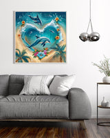 Beach Dolphin Diamond Art Kits for Adults, Landscape Crafts 5D Diamond Painting Kit for Adult Beginners, Ocean Animal DIY Round Dots Full Drill Diamonds Paintings for Home Wall Decor Gifts 12X12 In Luckyrichrui