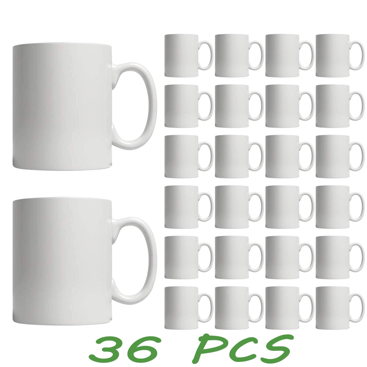 HomeVss 11oz White Ceramic Sublimation Coffee Mug Blank White, Case of 36 HomeVss