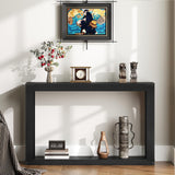 YATINEY Farmhouse Console Table, 47.2 Inches Wooden Behind The Couch Sofa Table with Storage, Entryway Table with Reinforced Support, for Living Room, Entryway, Hallway, Staircase, Black CT24BK YATINEY