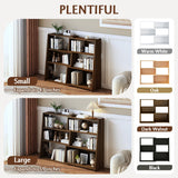 IOTXY Wooden Extendable Shelf Bookcase - 3-Tier Ladder Low Short Bookshelf for Small Space or Corner, Dark Walnut, S IOTXY