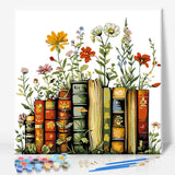 Framed Paint by Numbers Kit for Adults Beginner & Kids Ages 10-13, Books Easy Paint by Numbers with Frame, Flowers Acrylic Adult Painting by Number Kits on Canvas Framed for Gift Decor 10 x 10 Inch Camocin