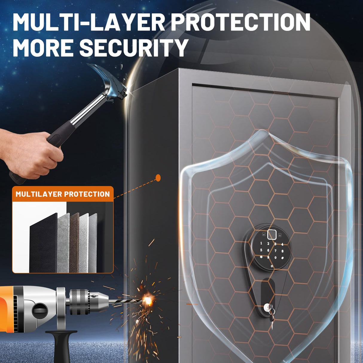 5-6 Gun Safe for Rifles and Pistols, Quick Access Biometric Gun Safe, No Assembly Required Large Gun Cabinet, Tall Liberty Gun Safe for Home Rifle Handgun, Gun Locker With Adjustable & Alarm ZIWJHK