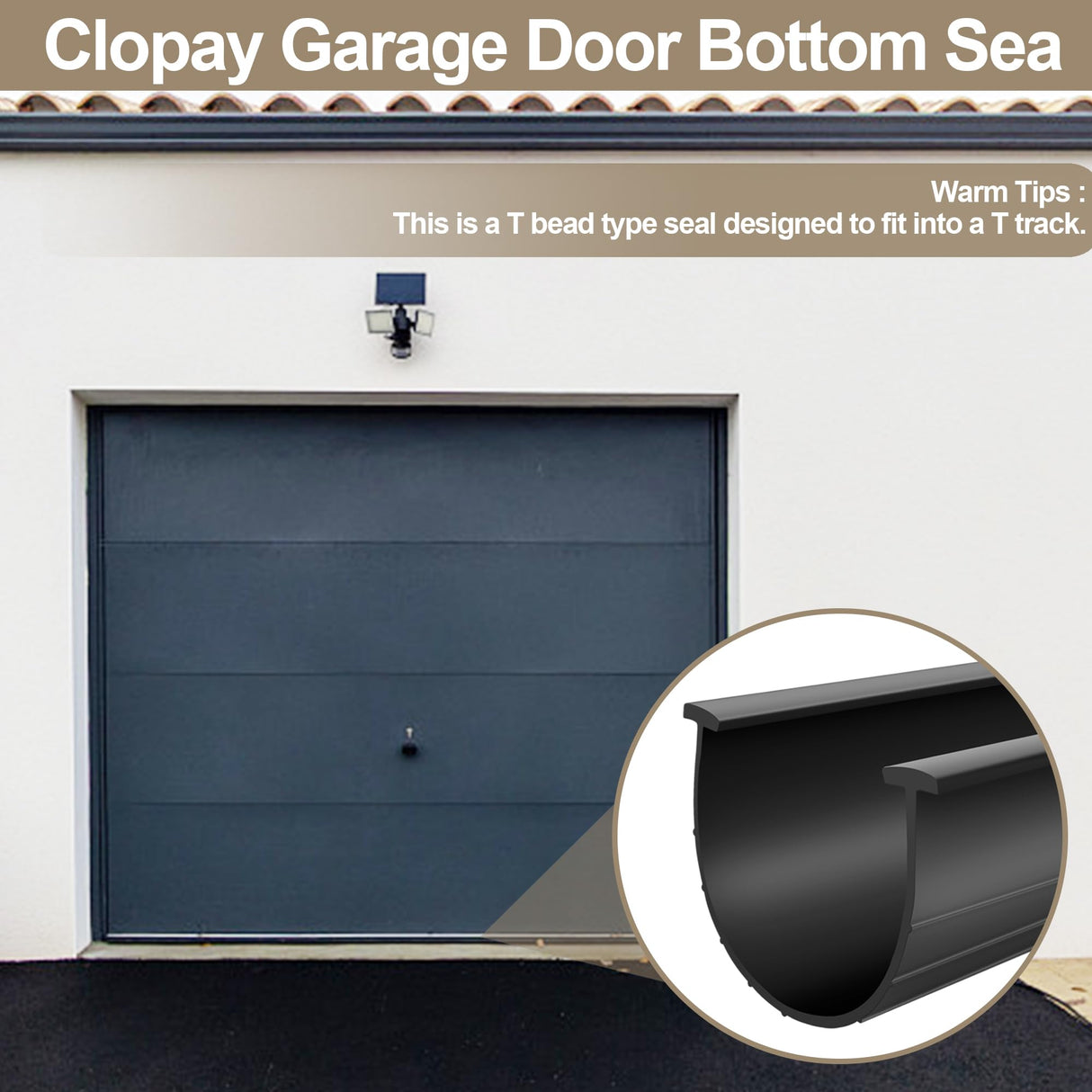 5/16" T Ends Garage Door Bottom Weather Seal Fits Garage Door Seals Bottom Rubber U-Bottom Seal Weatherproofing Sealing Professiona Grade Rubber 3 3/4" Width X 16 Feet Lenth cowarca