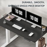 FLEXISPOT EN2 Electric Stand Up Desk 55 x 28 Inches Whole-Piece Desktop Height Adjustable Standing Desk with Desk Clamp Power Strip, Cable Management (White Frame + 55" Black Desktop, 2 Packages) FLEXISPOT