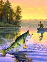 VAIIEYO Diamond Art Kits for Adults Fish, Diamond Painting Fishing Animal Full Drill Round Rhinestone Craft Canvas for Home Wall Decor Gift 12x16 inch VAIIEYO