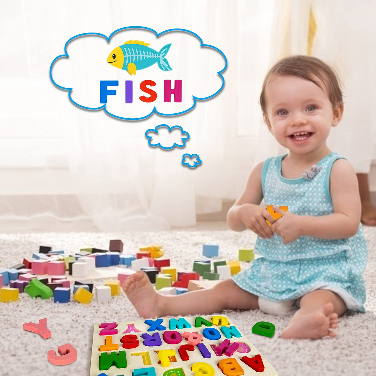 Alphabet Puzzle Wooden Puzzles for Toddlers 3 4 5 Year Old, ABC Puzzle Shape Alphabet Learning Puzzles Toys with Puzzle Board & Letter Blocks, Preschool Educational for Girls Boys Attmu