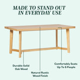 Walker Edison Modern Farmhouse Rustic Solid Oak Wood Rectanglular Dining Table for 6 - White Oak Walker Edison