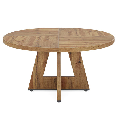 Tribesigns Round Dining Table for 4, 47 Inch Retro Brown Kitchen Table Small Dinner Table Farmhouse Wood Kitchen Dinning Table for Dining Room Kitchen,Living Room (Chairs not Included) - WoodArtSupply