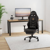 Big and Tall Gaming Chair with Footrest 350lbs, Computer Gamer Chair, High Back PC Gaming Chairs with Wide Seat, Lumbar Support, Armrest for Adults-Black COLAMY