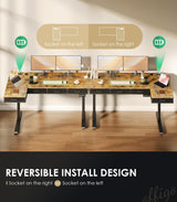 OffiGo 63 Inch L Shaped Electric Standing Desk with Drawers, Height Adjustable Large Desk with Power Outlets, Sit Stand Table, Writing Computer Desk for Home, Office, Workstation, Rustic Brown OffiGo