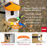 RCA Smart Bird Feeder with HD Camera – AI Bird Recognition Technology, Infrared Night Vision, Solar Powered, Two-Way Audio, Waterproof/Dustproof, WiFi-Enabled, Cloud Storage, App-Control RCA
