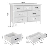 Jocoevol Fluted White 7 Drawers Dresser for Bedroom, Modern Chest of Drawers with Metal Handles, Wood Storage Dresser with Deep Drawers for Living Room, Hallway Jocoevol