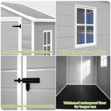 YOFE Outdoor Storage Shed 6x4.4FT, Resin Shed with Floor,Plastic Shed with Floor for Garden Tool,Waterproof Outdoor Resin Shed,Lockable Doors for Patio,Yard,Lawn (LightGray 6x4) YOFE