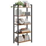 VASAGLE 5-Tier Bookshelf, Bookcase with Steel Frame, Book Shelf for Living Room, Home Office, Study, 11.8 x 26 x 60.2 Inches, Industrial Style, Rustic Brown and Ink Black ULLS061B01 VASAGLE