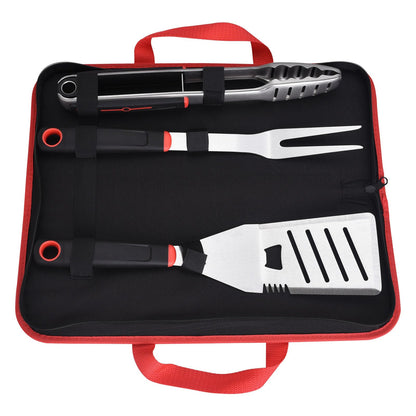 CuCut BBQ Tools Set, Stainless Steel Spatula, Fork & Tongs with with Portable Bag, Essential Accessories for Barbecue & Grill, Grilling Cooking Gifts for Men Dad - JJ19627