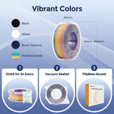 FilaBees TPU Filament 1.75mm Rainbow Candy,95A Soft 3D Printer Filament,High Hardness & Resilience,Soft Adhesive Material,Elastic,Flexible Color Changing Rainbow Filament 1kg(2.2lbs) FilaBees