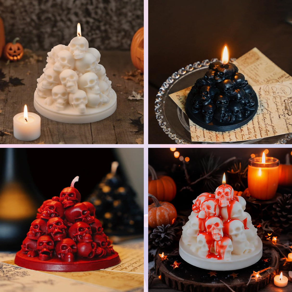 ZQYSING Skull Candle Molds for Candle Making, Halloween Silicone Mold for Epoxy Resin Candles Wax Soap Plaster Cement Concrete Home Party Decorations ZQYSING