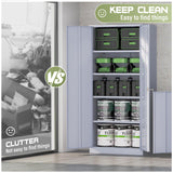 SUNCROWN Metal Storage Cabinet, 72" Locking Steel Garage Cabinets With 2 Door and 4 Adjustable Shelves, Tall Tool Cabinet for Home Office, School, Dark Grey SUNCROWN