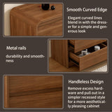 Messenya Modern 8-Drawer Dresser 55-Inch Wide, Curved Anti-Collision Design, Mid-Century Storage Cabinet with Pre-Embedded Slots, Sturdy Reusable, Ideal for Bedroom/Living Room/TV (Brown, 8-55.1) Messenya