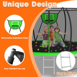 KOFUN 1500LBS 10 12 14 16 FT Tranpoline for Kids and Adults,【Curved Poles Larger Room】 Tranpolines Outdoor with Net, Ladder, Basketball Hoop, ASTM Approval- Easy to Assemble Recreational Tranpoline KOFUN