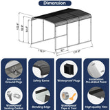 Xilingol Metal Carport, Heavy Duty Carport Canopy with Galvanized Steel Frame and Roof, Outdoor Storage Shed, Car Tent Garage Shelter for Pickup, Truck, Boat and Tractor, Grey (10x15 FT) Xilingol