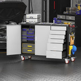 Eltean 55" W Rolling Workbench with 6 Drawers and Storage Cabinet,1000 LB Capacity Heavy Duty Work Bench with Pegboard and Adjustable Shelf,Garage Workbench with Wheels for Repair Shop/Workshop Eltean