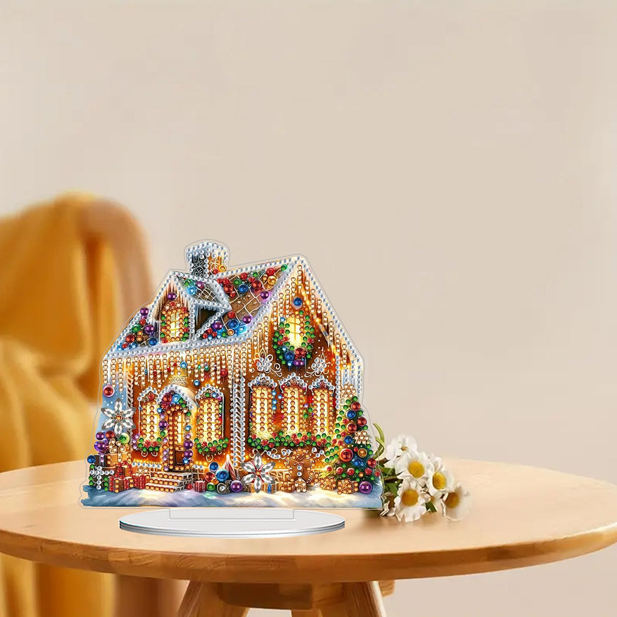 AIBOERL 5D Diamond Art Ornaments Kits, House DIY Diamond Art Painting Desktop Ornament, Special Shaped Crystal Diamond Art Painting Tabletop Home Office Decor AIBOERL