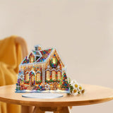 AIBOERL 5D Diamond Art Ornaments Kits, House DIY Diamond Art Painting Desktop Ornament, Special Shaped Crystal Diamond Art Painting Tabletop Home Office Decor AIBOERL