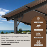 EBE 14' x 10' Gazebo, Hardtop Lean to Gazebo with Sloped Roof, Large Wall Mounted Gazebo Pergola, Metal Awning for Patio, Decks, Backyard EBE