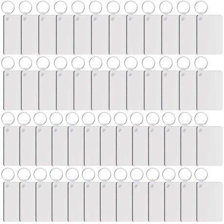 Duufin 150 Pieces Rectangle Sublimation Keychain Blanks Double Side Heat Transfer Blanks MDF Blank Board Key Rings Blanks for Sublimation DIY and Craft Duufin