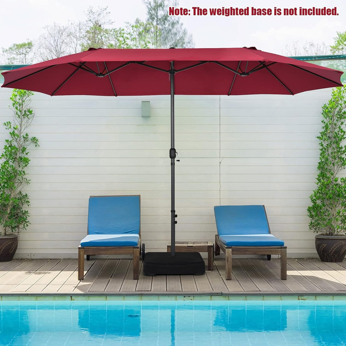 VOOYA HOME 15ft Large Patio Umbrellas Base NOT Included, Outdoor Double-Sided Umbrella with Crank Handle, UV Protective for Pool, Lawn Garden, Backyard (Pole Diameter 1.9 inch) Red VOOYA HOME