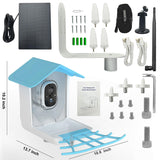 64GB Bird Feeder with Camera, 2K 3MP HD Camera Bird Feeder, AI Identify +10,000 Bird Species, Solar Powered Face Sun, Live Video & Playback on Phone & Tablet, Smart Wild Bird Watching Gifts Kadymay