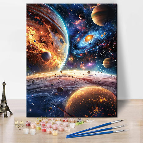 TUMOVO Paint by Numbers for Adults Solar System Art Crafts Star-Studded Backdrop Without Frame Oil Painting Kits Planets DIY Oil Painting by Number on Canvas Gift Home Wall Decor for Friends(16x20in) TUMOVO